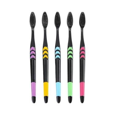 Imagem de Escova De Dentes Manual De Carvão De Bambu Com Cerdas Ultrafinas Preta