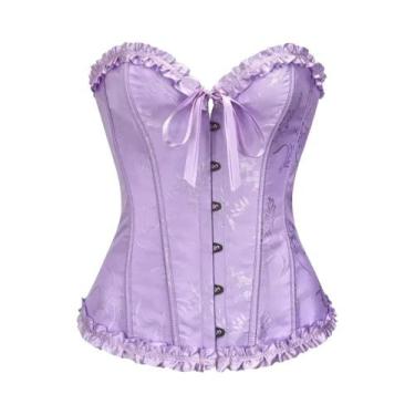 Imagem de Top Corset Vintage Vitoriano Feminino Com Renda, Ajustável, Com Detalh