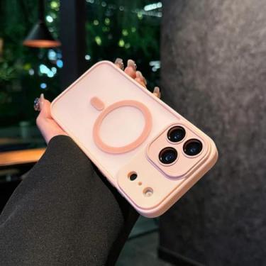 Imagem de Capa híbrida fosca para iPhone 17 Air 16e 15 14 Plus 13 Pro Max com carregamento sem fio magnético (para iPhone 16e/Rosa)
