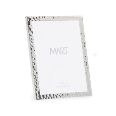 Imagem de Porta Retrato Moldura De Metal Prata Martelado Mart 15x20cm
