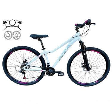 Imagem de Bicicleta Aro 29 Gta Start Freio Hidráulico 21v Alumínio Mountain Bike Garfo Suspensão branco-cinza-rosa Tam: 15