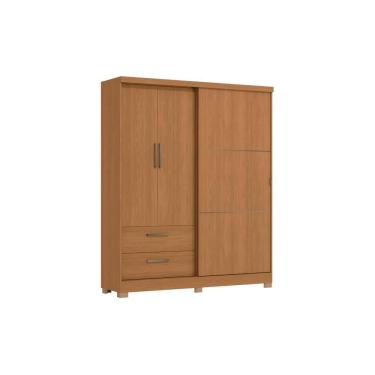 Imagem de Guarda Roupa Solteiro 3 Portas de Correr 2 Gavetas 180cm C533 com Pés Cor Canela - Kappesberg