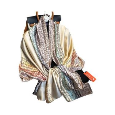 Imagem de Lenço De Seda Luxuoso Feminino 180x90CM Estampa Fashion Xale Longo Pro