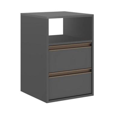 Imagem de Mesa de Cabeceira 100% MDF Puxador Calha 2g Titanio - Belmax