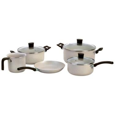 Imagem de Jogo de Panelas Multiflon Antiaderente Alumínio Bege 5 Peças Ekó, Bege