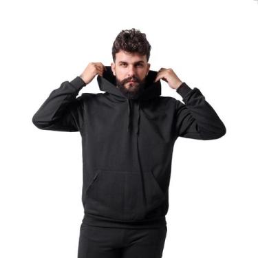 Imagem de Conjunto Blusa e Calça Moletom Masculino Canguru Adulto Frio Algodão T