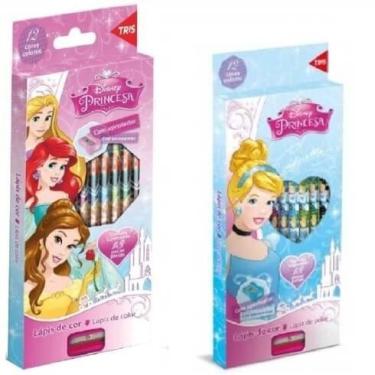 Imagem de Lápis de cor tris 12 cores princesas disney com apontador0, Azul claro