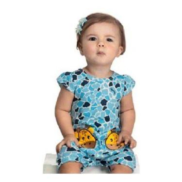 Imagem de Macacão Macaquinho Infantil Menina Fantasia Parmalat Bebê, Azul, Celes