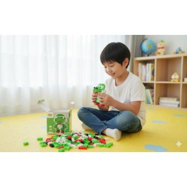 Imagem de Brinquedo infantil educativo bloco magico montagem bloquinhos tigre ga