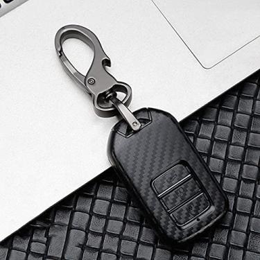 Imagem de YJADHU Capa de chave de carro em ABS de fibra de carbono brilhante para carro, adequada para Honda Civic CR-V HR-V Acordo Jade Crider Odyssey Pilot Ridgeline, B, preto