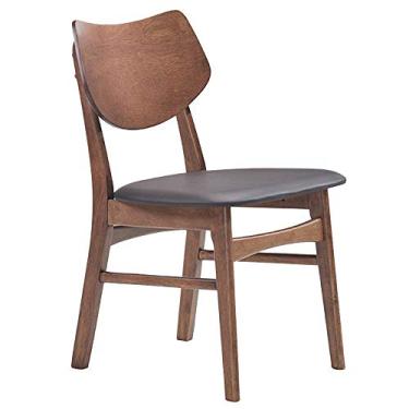 Imagem de Cadeira Decorativa Sala e Escritório Zion Madeira Nogueira (PU) Preto - Gran Belo