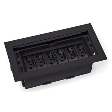 Imagem de INDUSTRIA Caixa de Embutir para Mesa Reunião Móveis 6 Tomadas Elétrica Preta