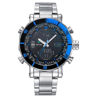 Imagem de Relógio Masculino Weide AnaDigi WH5203 - Prata e Azul