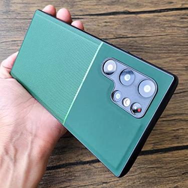Imagem de Estojo magnético de couro com textura moiré de luxo para Samsung Galaxy S20 S21 S22 Plus Ultra FE A52 A53 A72 Capa à prova de choque, verde escuro, para S9