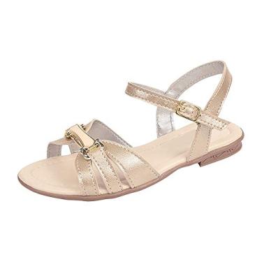 Imagem de Sandália Infantil Menina Fivela Tiras Dourada