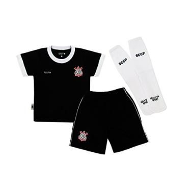Imagem de Conjunto camiseta, shorts e meia Corinthians, Rêve D'or Sport, Crianças, Preto/Branco, 1