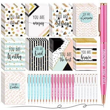 Imagem de Ireer 36 conjuntos de blocos de notas inspiradores com canetas esferográficas You Are Loved Party Favors Mini diário motivacional bloco de notas de bolso pequeno a granel para estudantes, material escolar, presente infantil