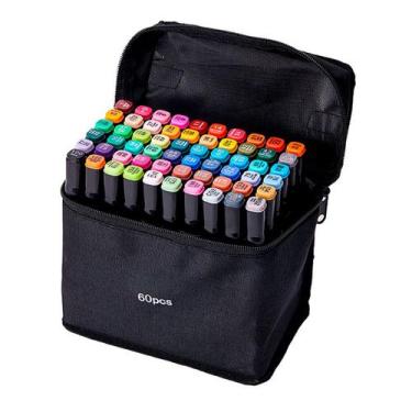 Imagem de Canetinhas Coloridas Kit 60 Unidades Escolar Pintura Linha Profissiona