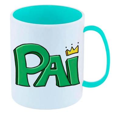 Imagem de Caneca de Polímero Plástico Inquebrável Infantil Azul Tiffany Palavra Pai Dia dos Pais Verde Coroa