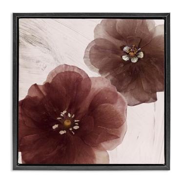 Imagem de Stupell Industries Par de flores de manteiga de cacau preto emoldurado em tela flutuante design de arte de parede por Annabelle Hall, 45,7 x 45,7 cm