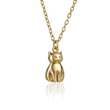 Imagem de MANZHEN Colar personalizado em ouro 18 K com pingente de nome personalizado esculpido em 3D, anjo da guarda, gato, cachorros, galinhas, pingente, 18 Inches, Metal, Sem Pedra Preciosa