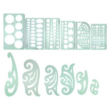 Imagem de Domary 12pcs Plástico Desenho Modelo Geométrico Rascunho Régua Design Suprimentos para Arte e Corte Manual