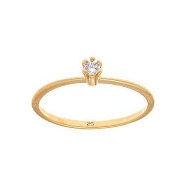 Imagem de Anel Rommanel Banhado Ouro Aro Fino Solitário Zircônia 512180