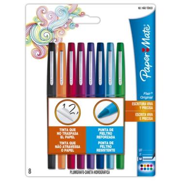Imagem de Blister com 8 Canetas Flair Medium, Papermate 1833946, Sortidas