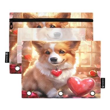 Imagem de Wassud Valentine Corgi (3) Pacote com 2 Pastas de Fichário Pastas de Bolso com 3 Furos, Pasta Organizadora de Fichários para Casa, Escritório