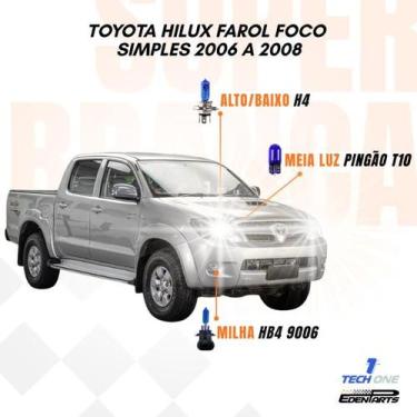 Imagem de Kit Lâmpadas Super Brancas TechOne  Toyota Hilux Foco Simples 2006 a 2
