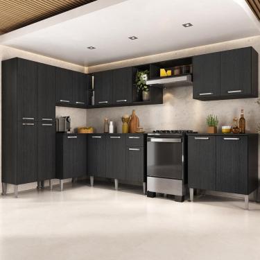 Imagem de Armário Cozinha Modulada Completa de Canto 432,5cm Pequim Pop Multimóveis MP3774