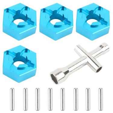 Imagem de GDOOL for H16BM RC Car Upgrade Aluminum Wheel Hex 16440 & Pins M20101 & Wrench P812 Spare Parts for 1/16 H16BM H16GT H16DR JC16EP and 1/14 H14BM 14210 JC14EP 14301 14303 Trucks(Blue)