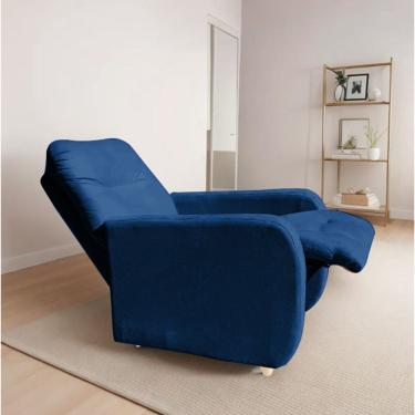 Imagem de Poltrona Para Extensão De Cílios Reclinável Suede Imperio Moderno Marinho