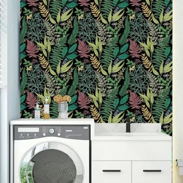 Imagem de Papel de parede autoadesivo com tema de planta PVC adesivo decorativo para quarto e sala de estar renovação vermelho e verde 45 * 300 cm