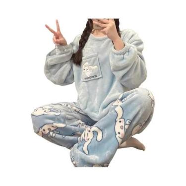 Imagem de Pijamas De Inverno Para Meninas Com Estampa De Gato KT Em Flanela Cora