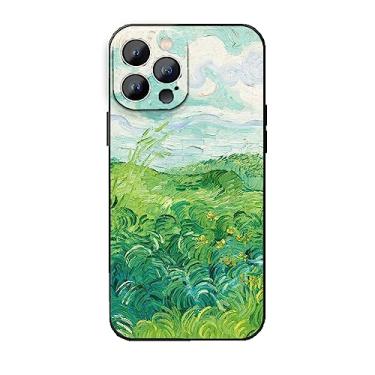 Imagem de MURLEBAY Capa para iPhone 13 Pro Max Cute Green Wheat Fields por Van Gogh, capa protetora à prova de choque paisagem natural para iPhone 13 Pro Max (6,7 polegadas)