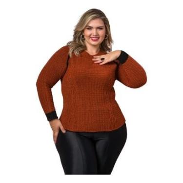 Imagem de Suéter Plus Size Tricot Mousse Premium Detalhe Grosso Quente-Feminino
