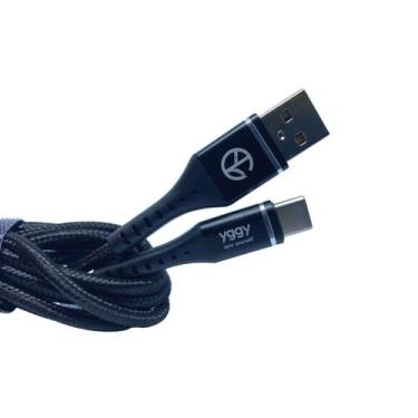 Imagem de Cabo Carregador Turbo YGGY Usb Tipo A x Tipo C Preto 3A 1,2m
