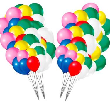 Imagem de 50 Balões bexigas N7 Coloridas Sortidas decoração de festa - joy