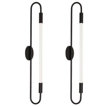 Imagem de Kit 2 Arandelas Plafon Parede Teto Sabre Tubular Preto T8 - Single Lig