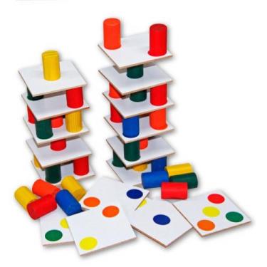 Imagem de Brinquedo Pedagógico Torre Inteligente de Madeira - 18 Placas e 63 Peç