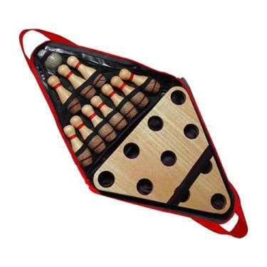 Imagem de EHJRE Conjunto de pinos de boliche de shuffleboard, equipamento de boliche de madeira com bolsa de armazenamento, brinquedo de boliche de mesa para