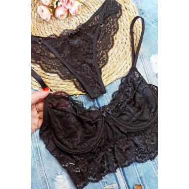 Imagem de Conjunto Calçinha e Sutiã  Rendado Preto - Joy