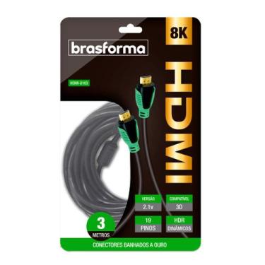 Imagem de Cabo HDMI de Alta Definição 2.1 Ultra HD de 8K - 3 METROS - BRASFORMA