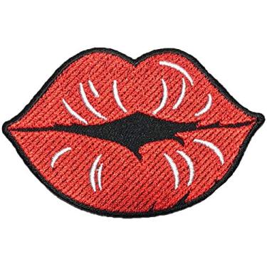 Imagem de Papapatch Batom com boca vermelha e lábios sexy costurados no aplique bordado (vermelho-lábio-vermelho)