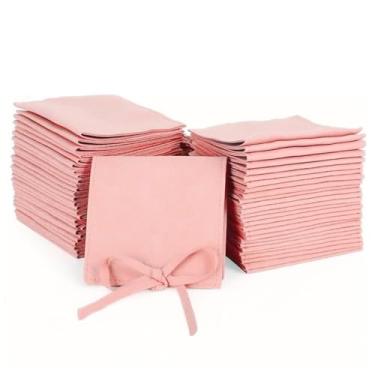 Imagem de Yaqulen 40 peças de microfibra bolsa de joias bolsa de embalagem de joias pequenas bolsas de presente de luxo gravata borboleta bolsa de microfibra para embalagem de colar, estilo envelope com cordão