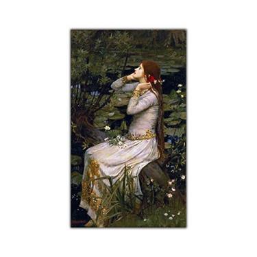 Imagem de Levitan Isaak Iliich. Cenário de vila de pescadores. Arte de parede em tela FamWilliam Waterhouse. Ophelia, 1894. Reprodução famosa de arte de parede em tela. Pôster de arte em tela para decoração de