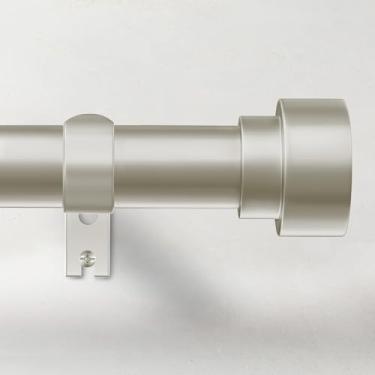 Imagem de Varões de cortina para janelas 28 a 48, varão de cortina ajustável de 2,5 cm, varão de cortina longo resistente, varões de cortina para ambientes externos para pátio, varões de cortina com tampas