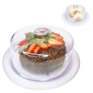 Imagem de Porta Bolo De Acrílico Redondo Mesa Posta Com Tampa Queijo Doces Confeitaria Para Mesa Posta Café Da Manhã Café Da Tarde Brunch