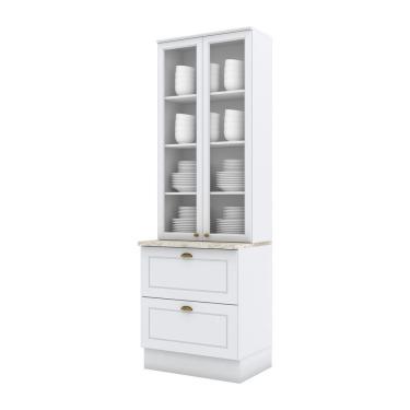 Imagem de Cristaleira 02 Portas 02 Gavetas 71,5 Cm Americana Henn Branco Hp
